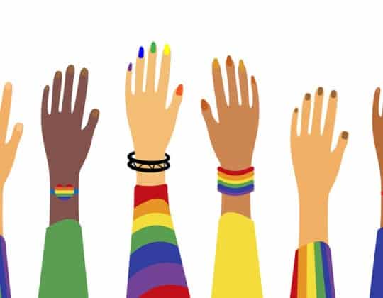 lgbt tech represented with colorful hands